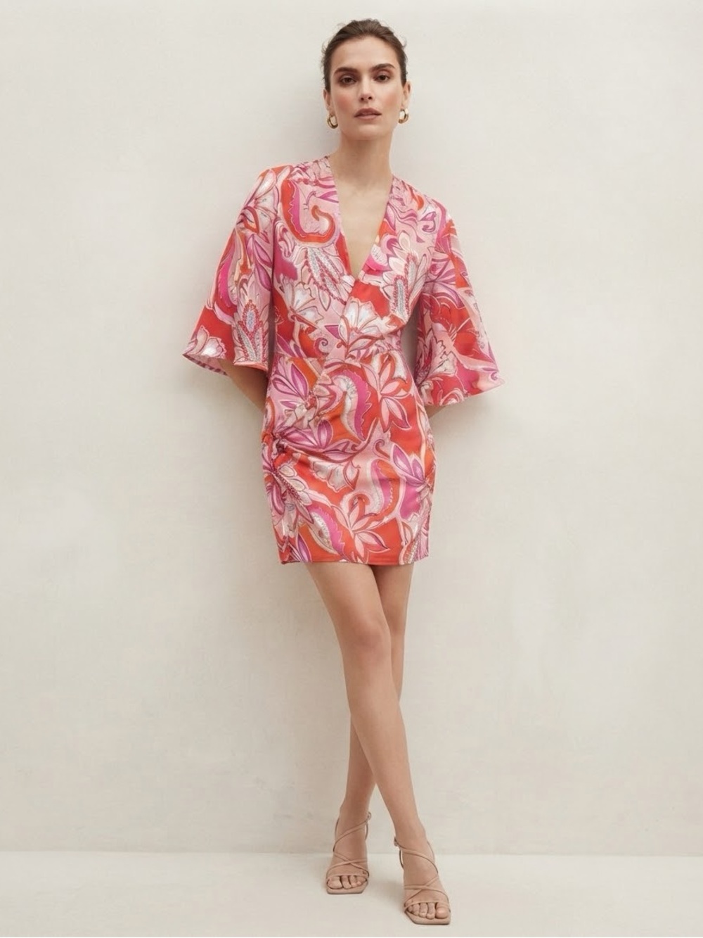Zara Pink & Coral Floral Mini Dress Medium